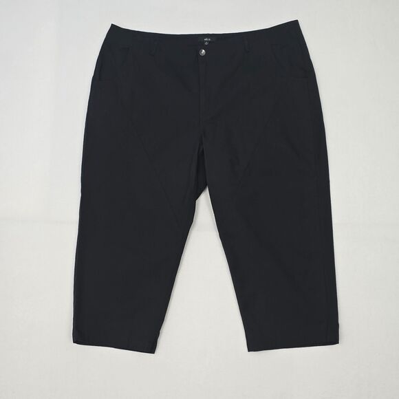 Ellos Women’s Size 24 Black Stretch Cotton Capri Cropped Pants Seamed Pockets - Picture 1 of 14